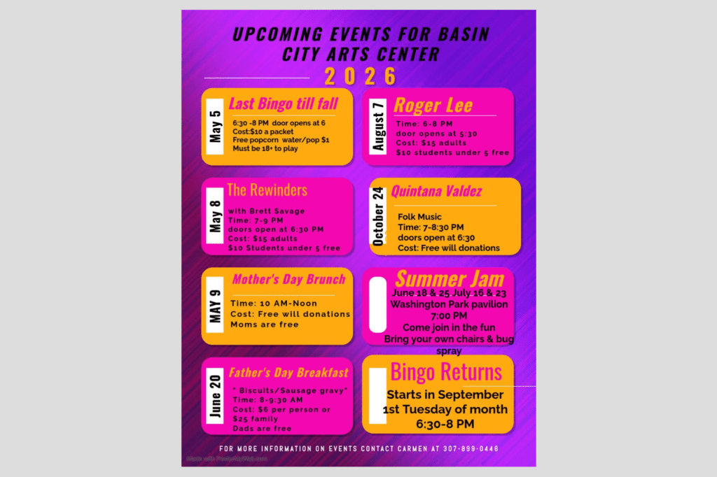 Basin City Arts Center’s 2026 Event Lineup Brings Music, Community, Bingo, and Family Fun to&nbsp;Greybull